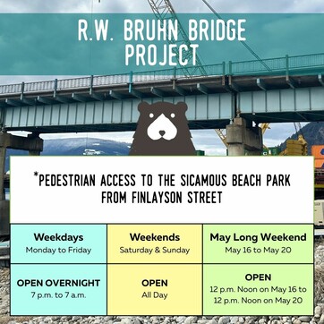 Schedule for Pedestrian Access to the Sicamous Beach Park from Finlayson Street